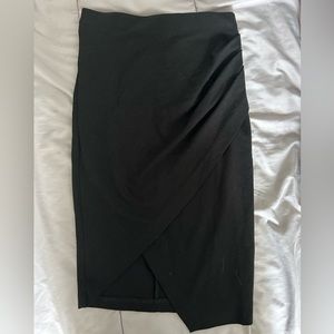 Black midi skirt with wrap slit